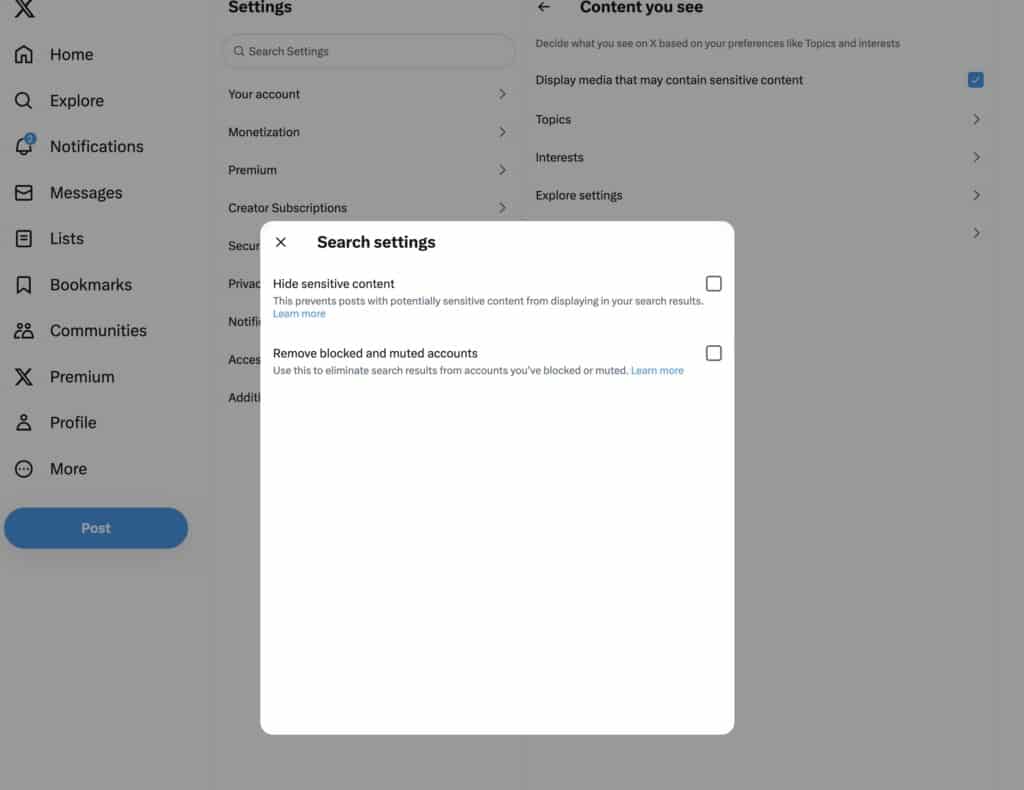 How to Change Your Twitter (X.com) Settings to See Sensitive Content